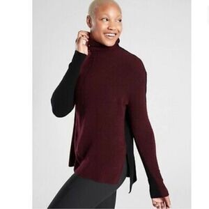 Athleta Transit Colorblock Turtleneck Sweater in Merino Wool-Blend XS